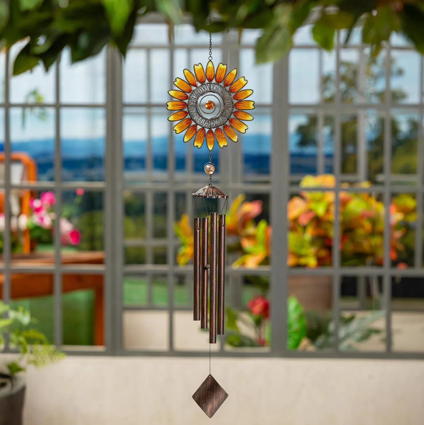 Wind Chimes & Mobiles>Plow & Hearth Sunflower Wind Chime