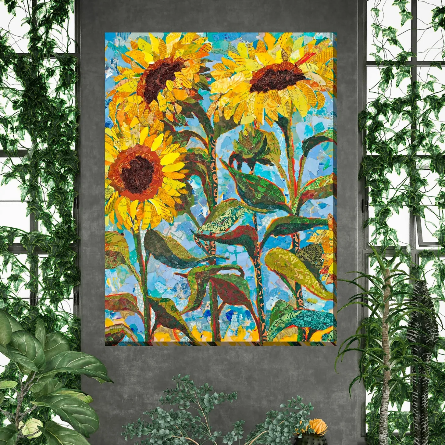 Outdoor Wall Art | Wall Art>Plow & Hearth Supercolossal Sunflowers Indoor/Outdoor Canvas Wall Art