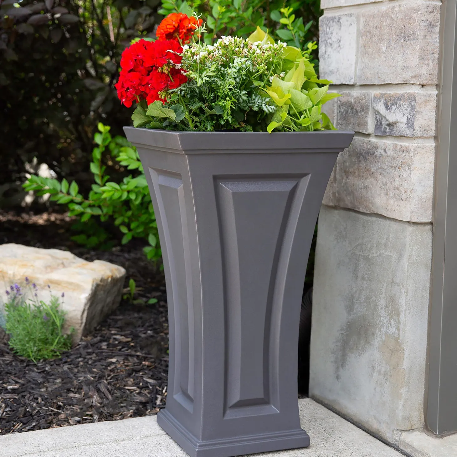 Planters & Plant Stands>Plow & Hearth Surfside Tall Self-Watering Planter, 28"H