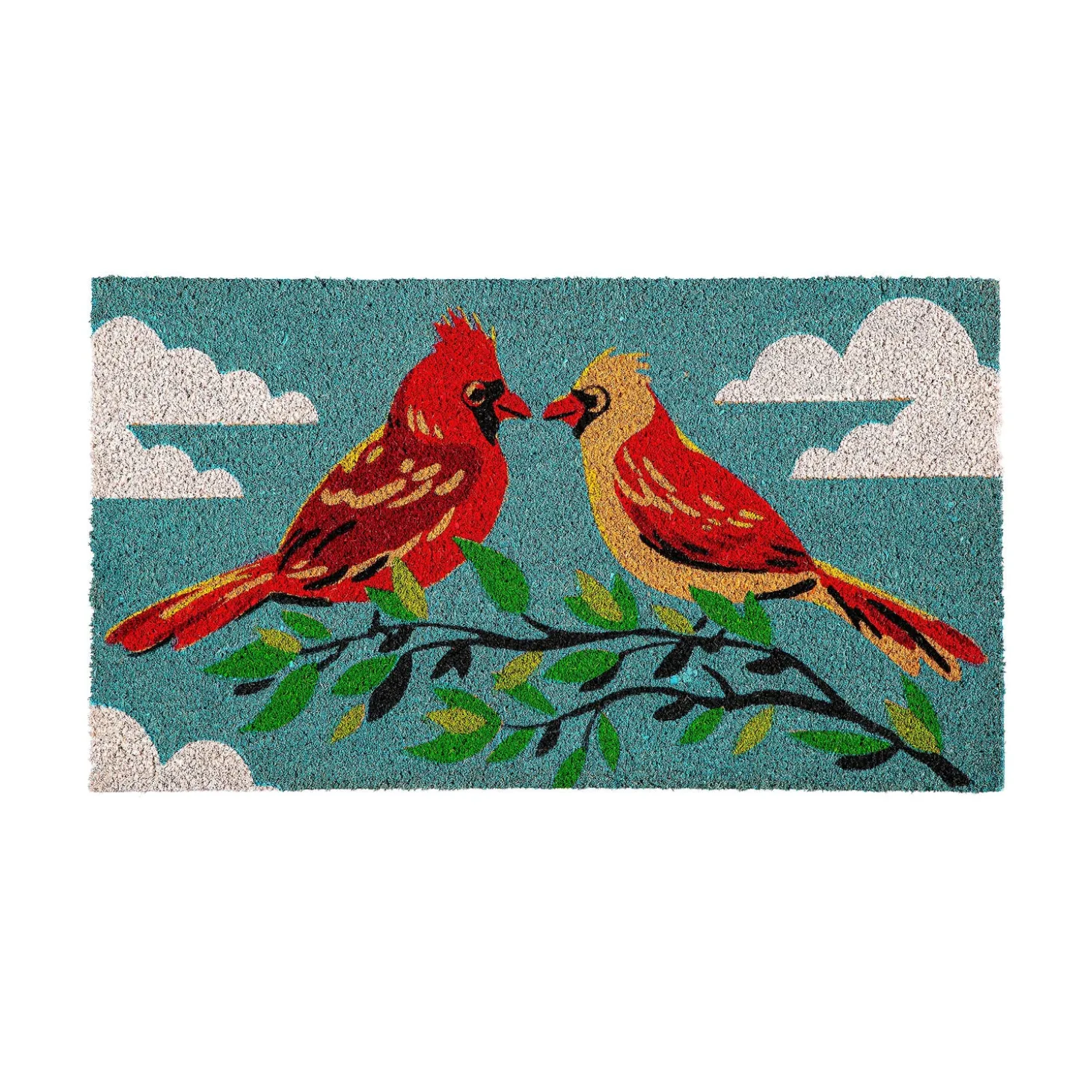 Coir Mats>Plow & Hearth Sweet Cardinal Couple Coir Mat