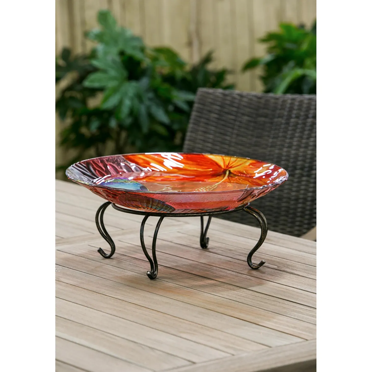 Birdbaths>Plow & Hearth Tabletop Bird Bath Pedestal with Scroll Legs