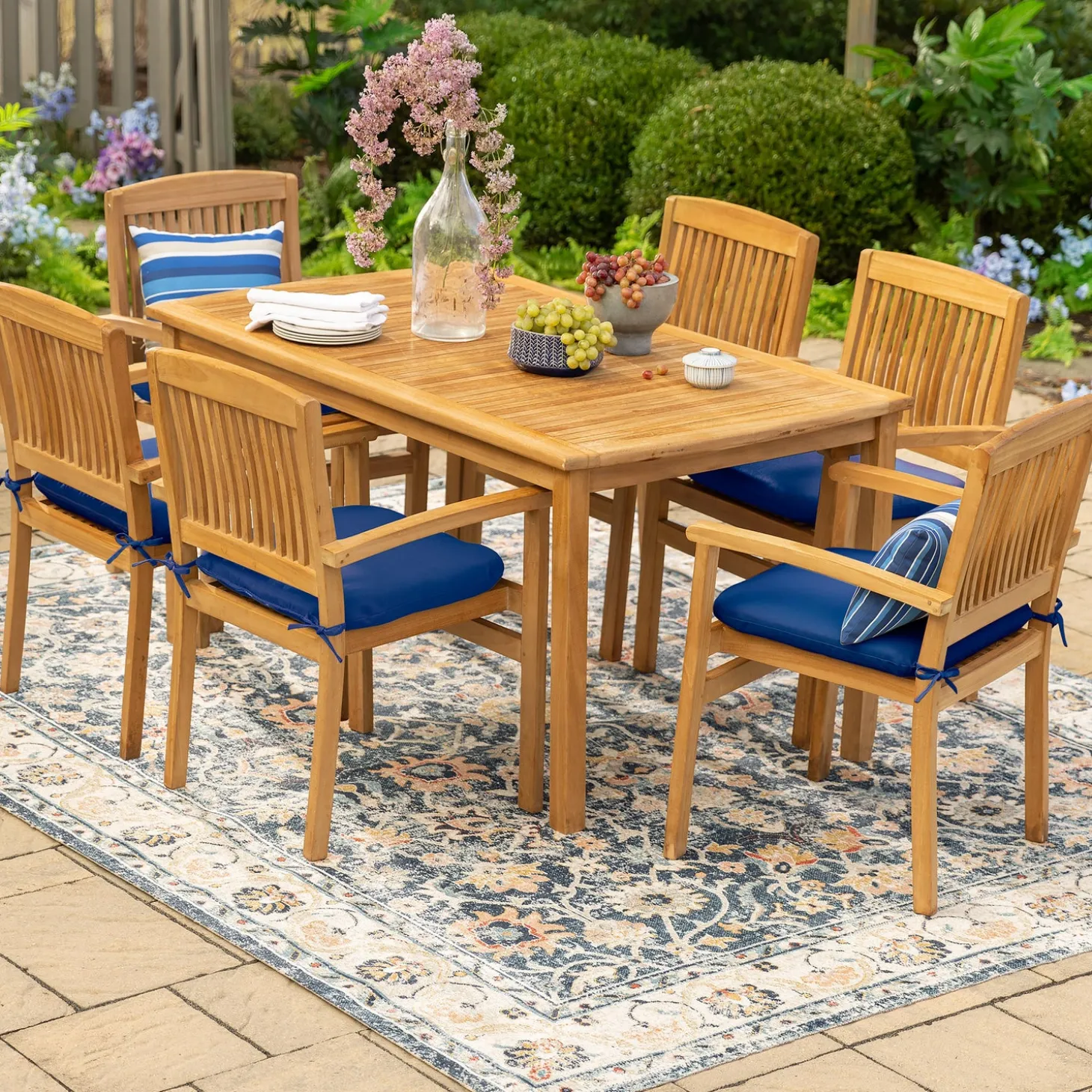 Outdoor Dining Sets>Plow & Hearth Teak Dining Set, 7-Piece Set