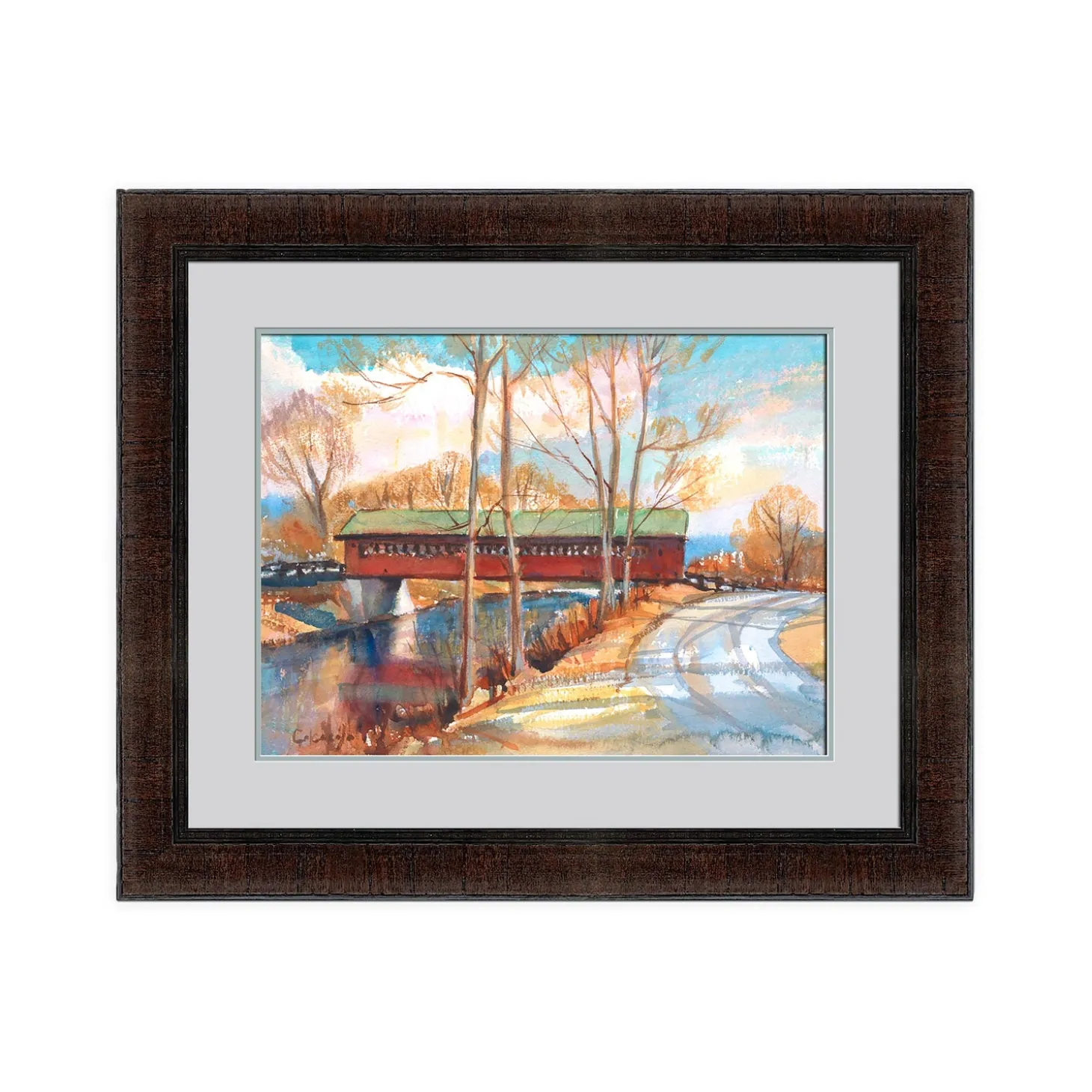 Wall Art>Plow & Hearth The Henry Bridge Framed Wall Art Painting