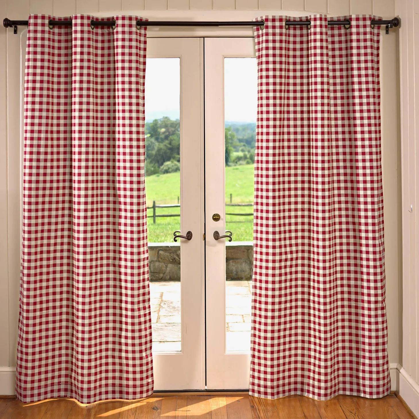 Curtain Panels | Insulated Curtains>Plow & Hearth Thermalogic™ Check Grommet-Top Curtain Pair, 84"L Black