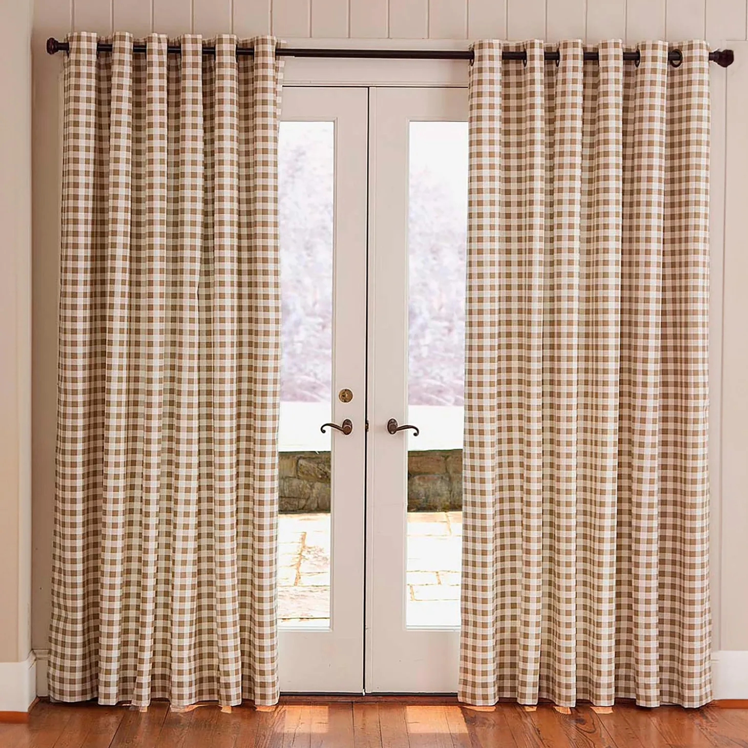 Curtain Panels | Insulated Curtains>Plow & Hearth Thermalogic™ Check Grommet-Top Curtain Pair, 84"L DarkGreen