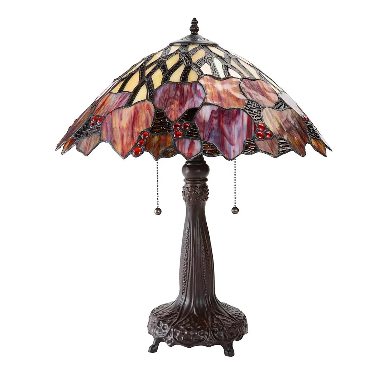 Lamps & Lighting>Plow & Hearth Tiffany-Inspired Fall Leaves Stained Glass Table Lamp