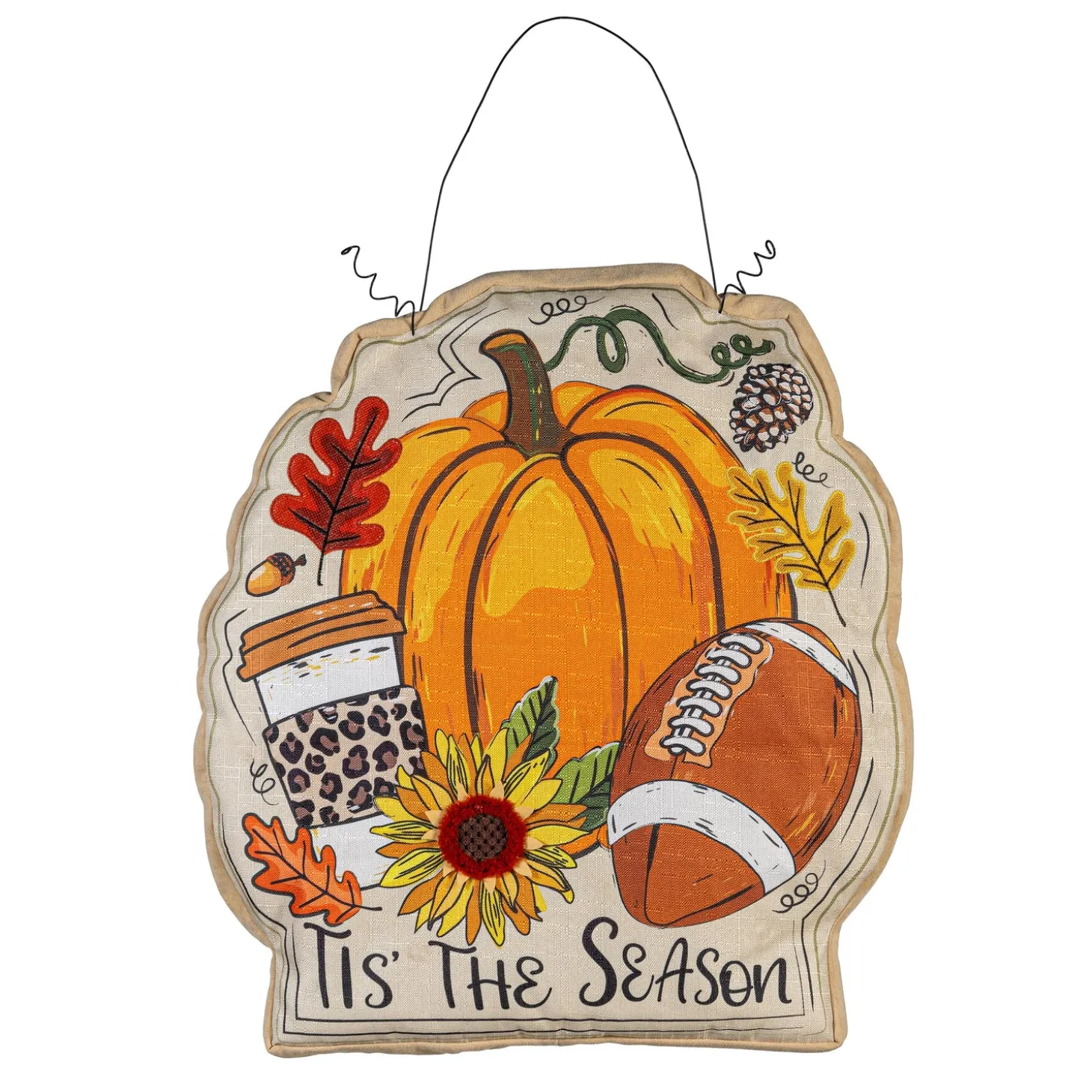 Fabric Door Hangers>Plow & Hearth Tis the Season Fall Lighted Estate Door Décor