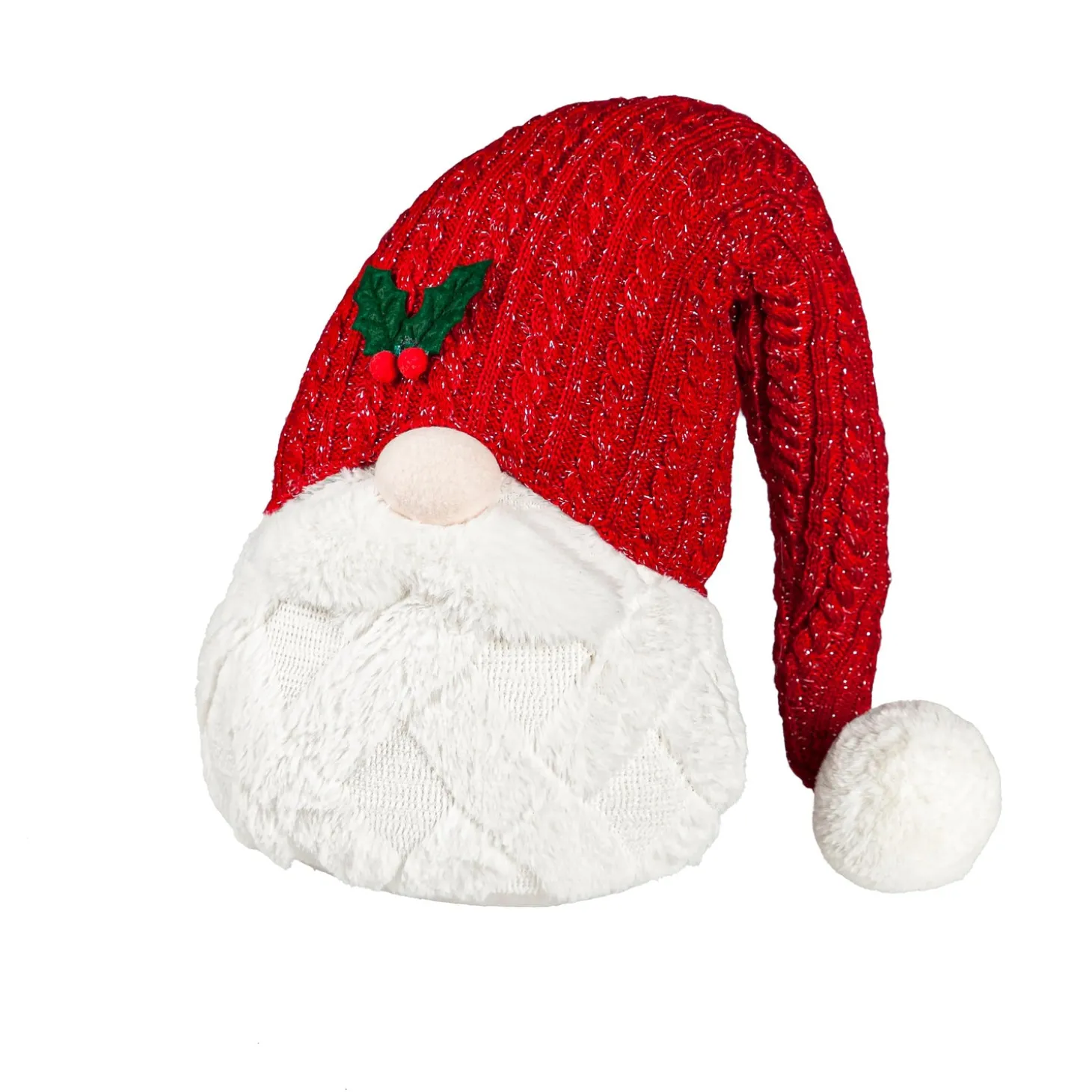 Decorative Accents>Plow & Hearth Traditional Santa Table Decor Fabric Gnome with Red Hat