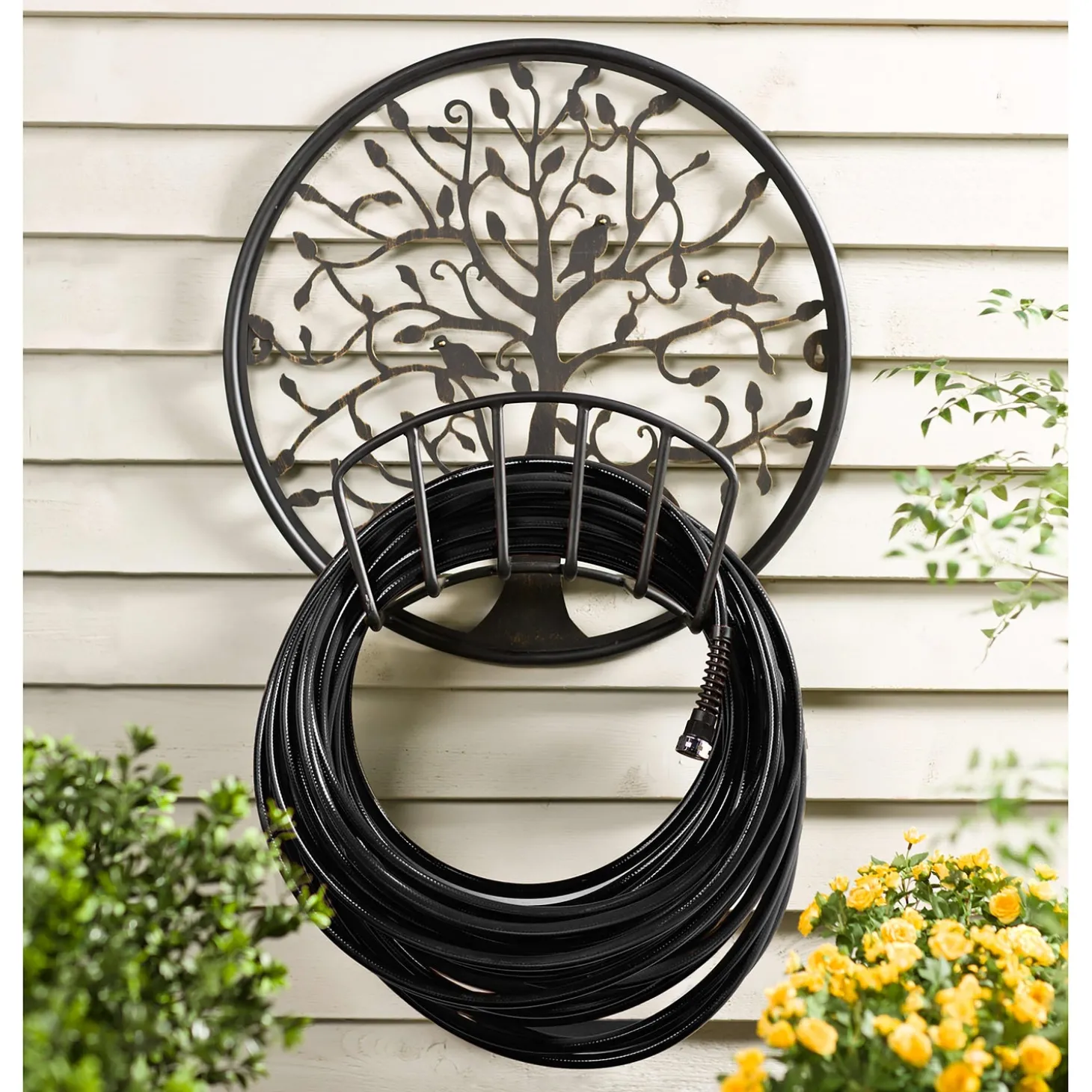 Garden Tools & Supplies>Plow & Hearth Tree of Life Metal Hose Holder