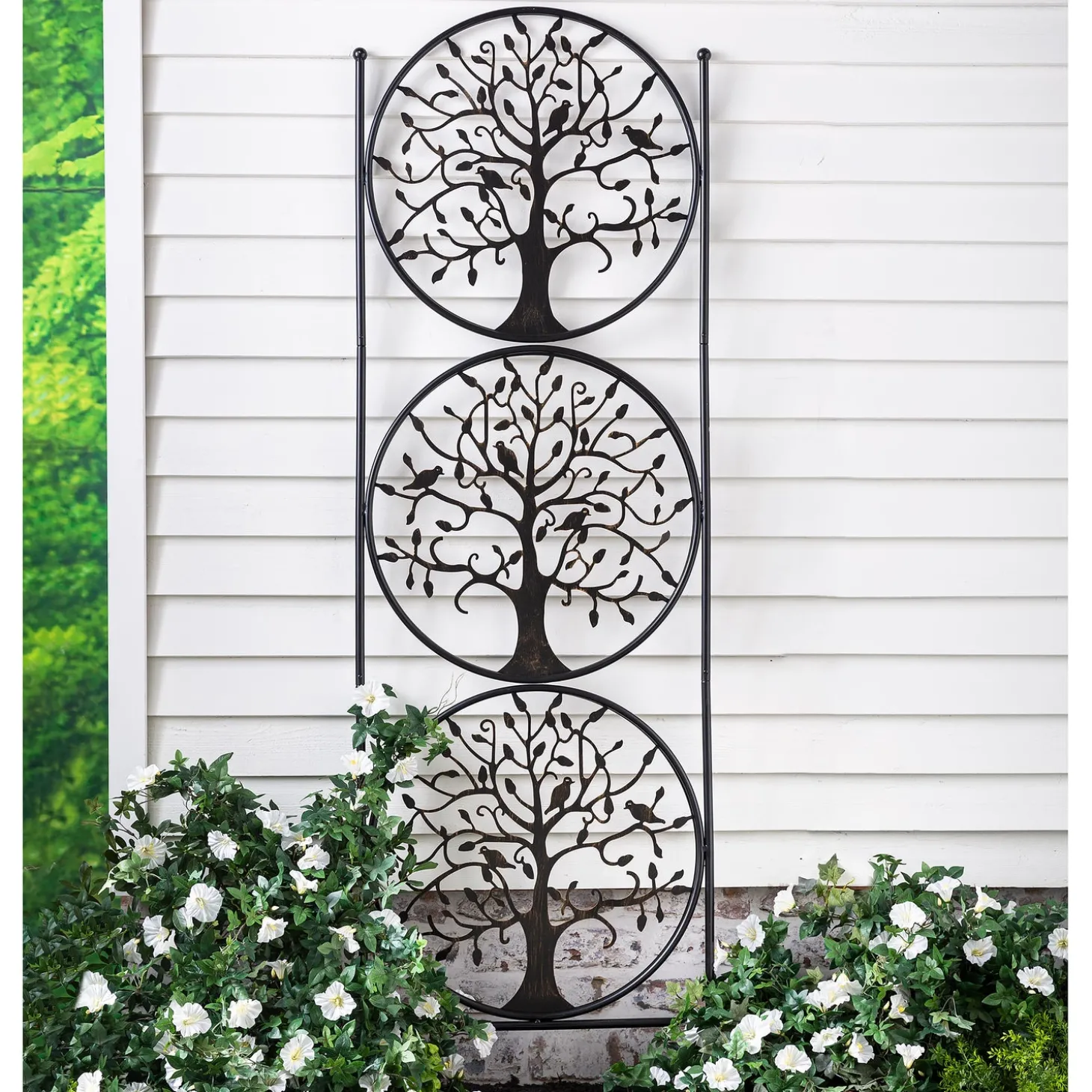 Arbors & Trellises>Plow & Hearth Tree of Life Trio Metal Garden Trellis