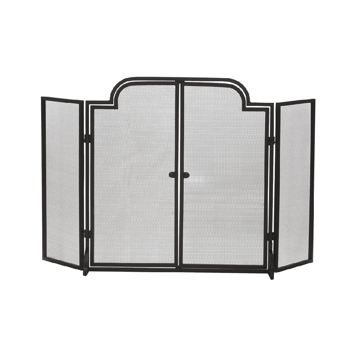 Fireplace Screens With Doors | Tri-Panel Fireplace Screens>Plow & Hearth Tri-Fold Arched Firescreen with Doors