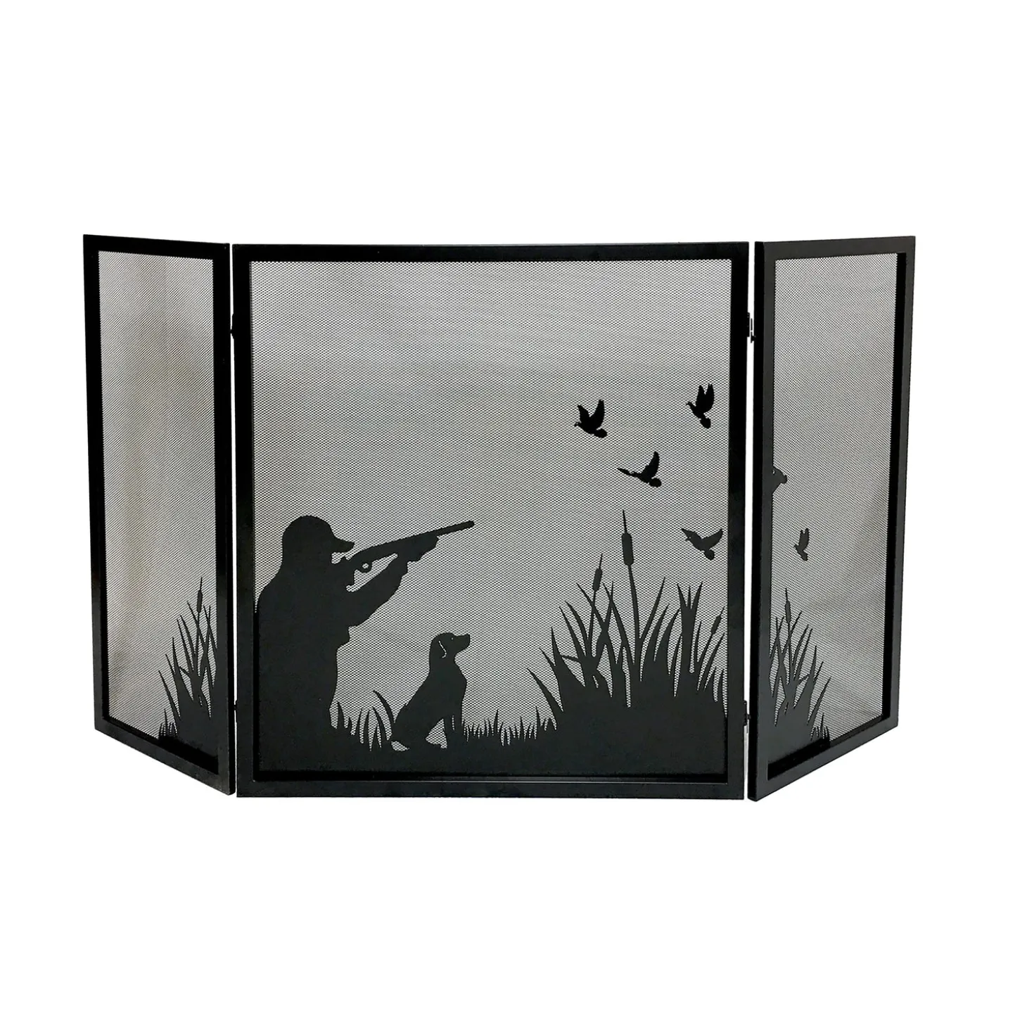 Tri-Panel Fireplace Screens>Plow & Hearth Tri-Fold Duck Hunting Firescreen