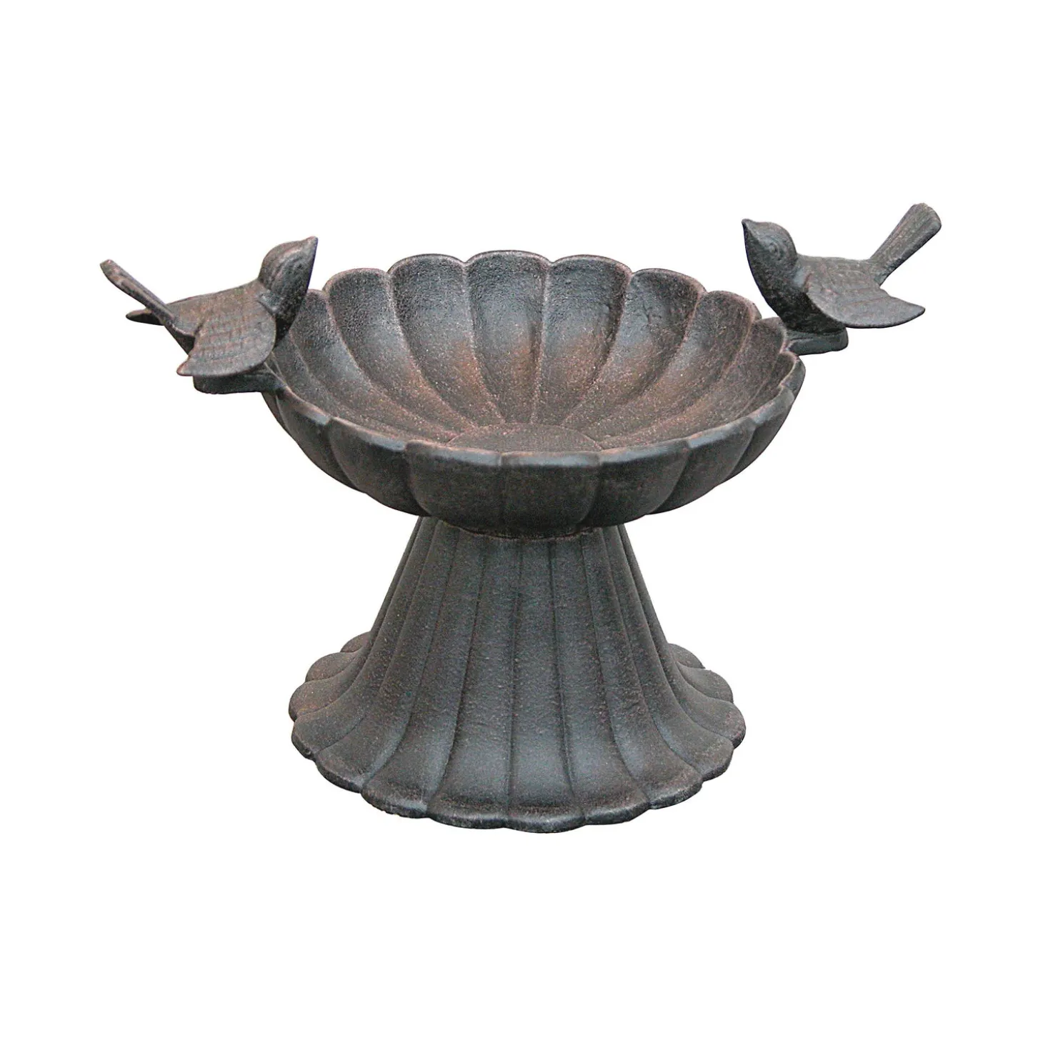 Birdbaths>Plow & Hearth Twin Bird Tabletop Metal Birdbath Copper