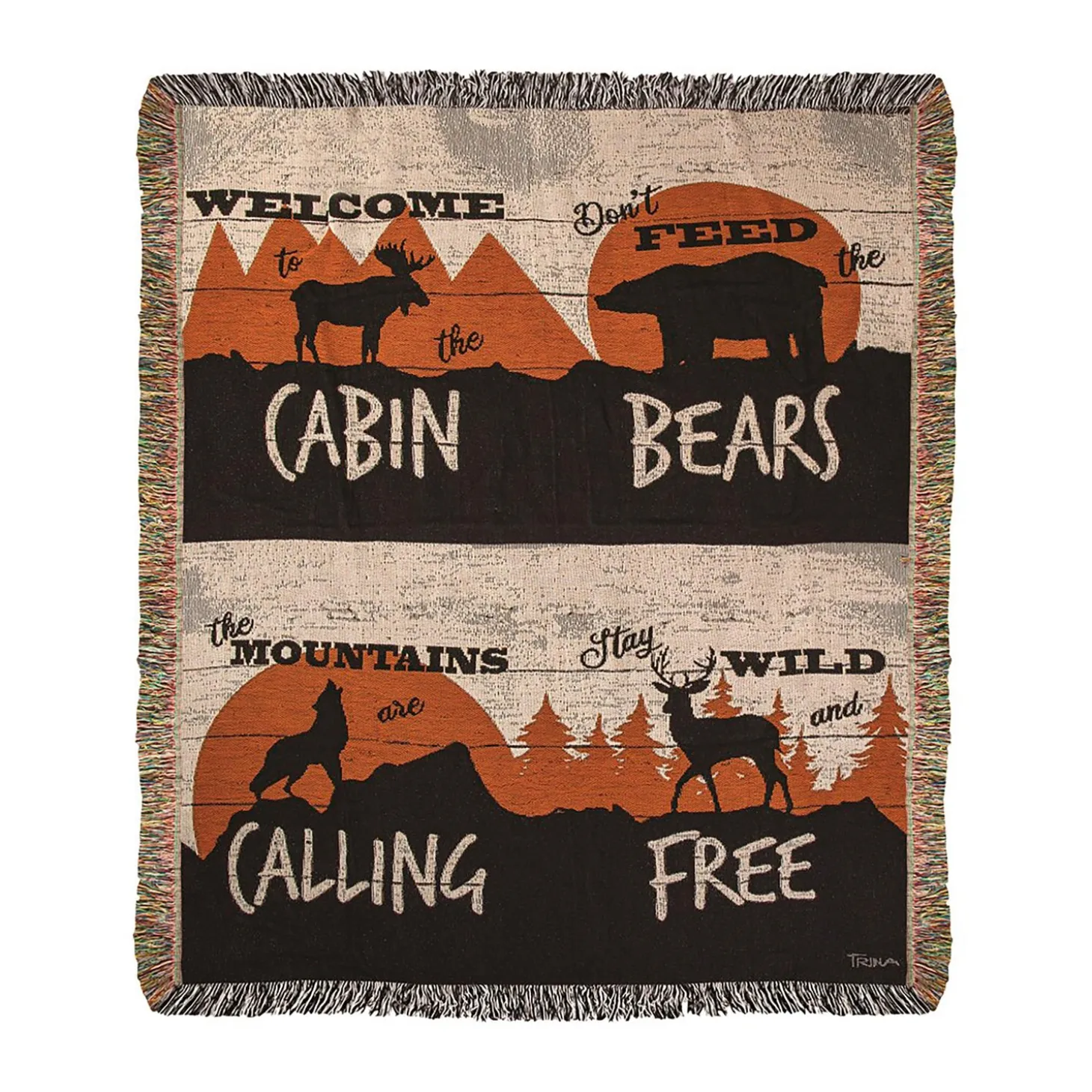 Throws & Blankets>Plow & Hearth USA-Made Cabin Life Cotton Tapestry Throw