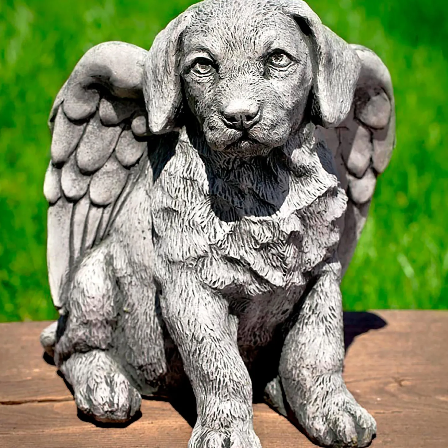 Garden Statues>Plow & Hearth USA-Made Cast Stone Angel Puppy Garden Statue