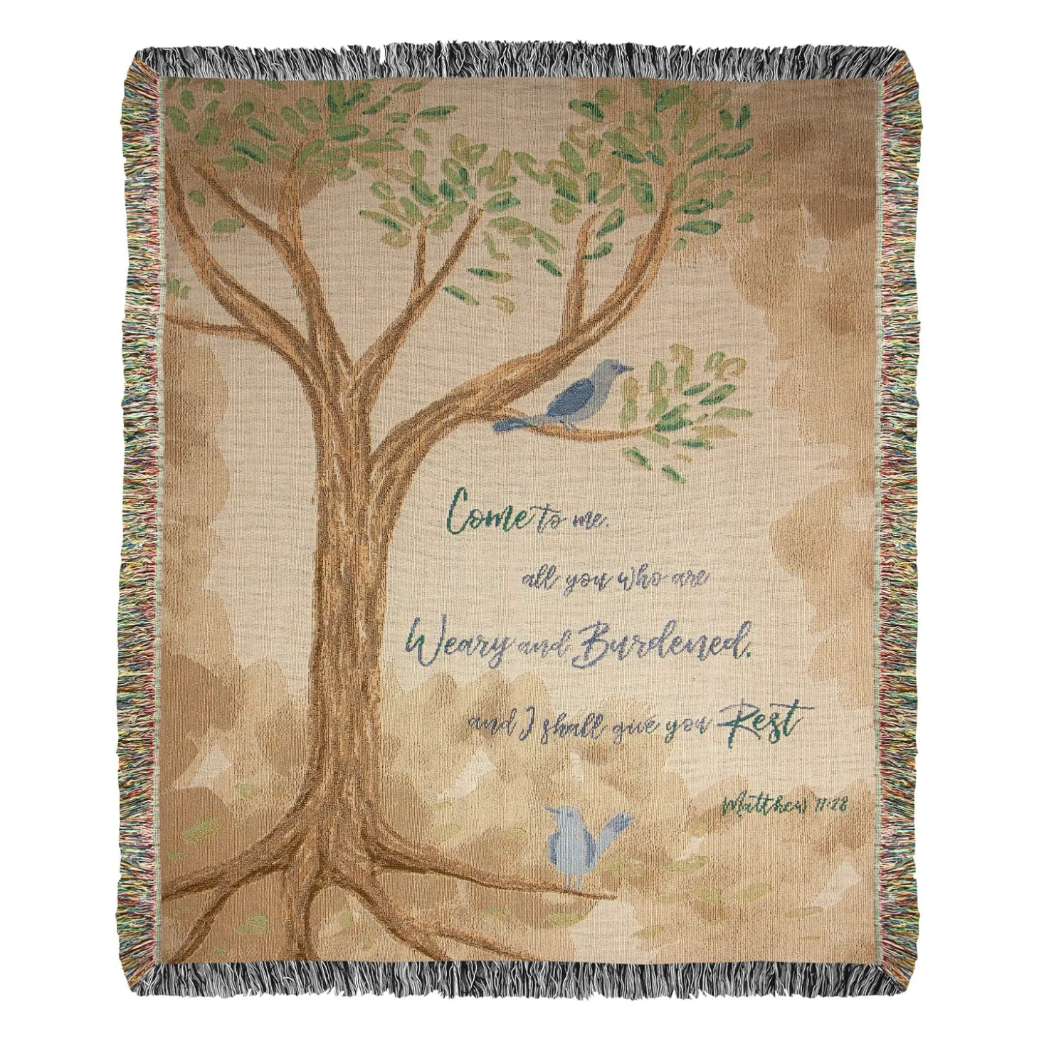 Throws & Blankets>Plow & Hearth USA-Made Come To Me Cotton Tapestry Throw