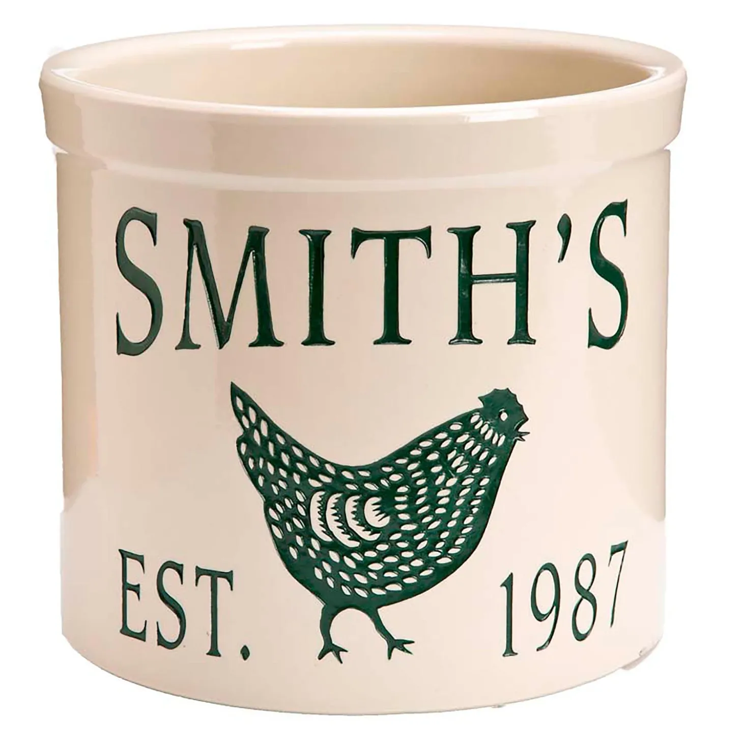 Planters & Vases>Plow & Hearth USA-Made Handcrafted Personalized Chicken Crock