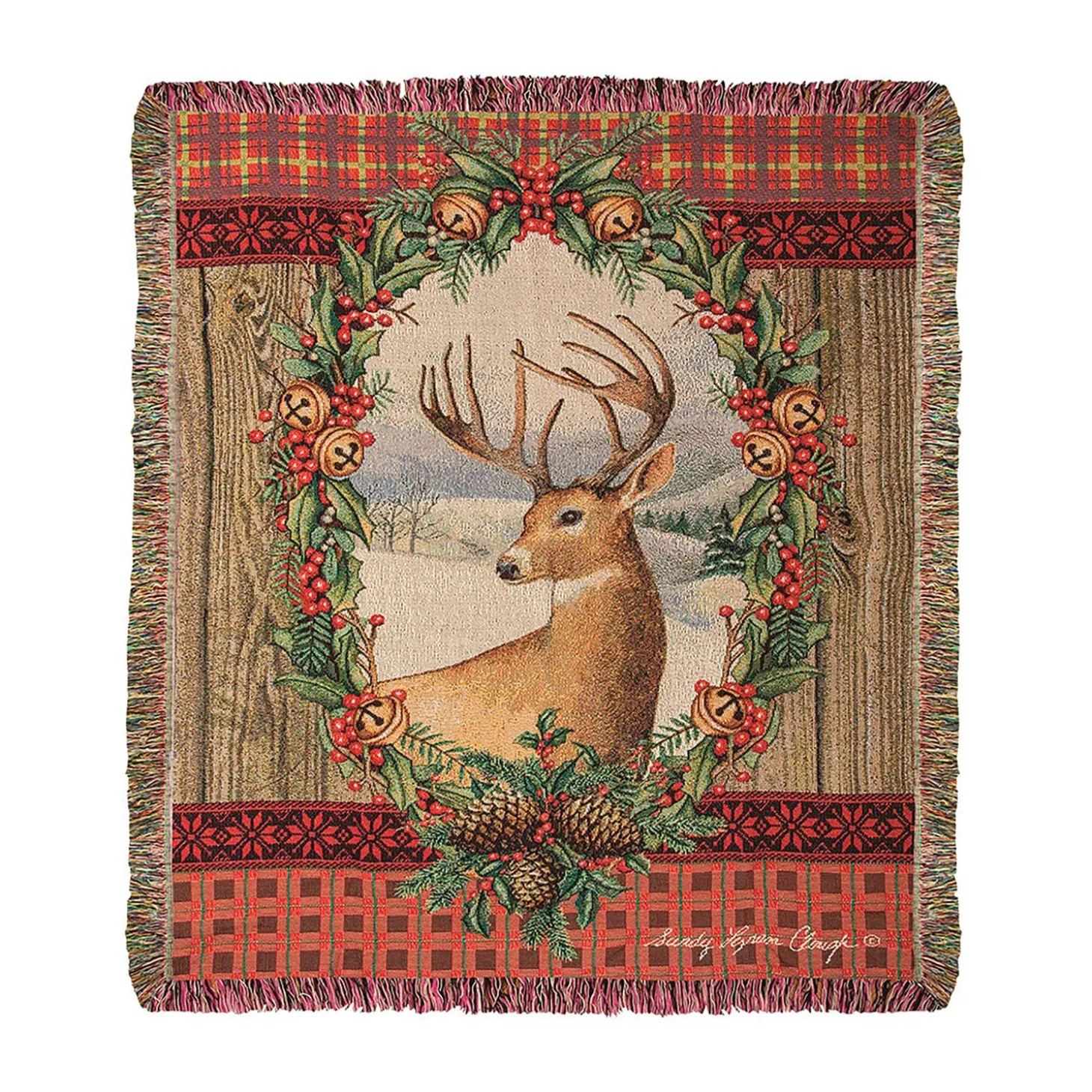 Throws & Blankets>Plow & Hearth USA-Made Heaven and Nature Sing Cotton Tapestry Throw