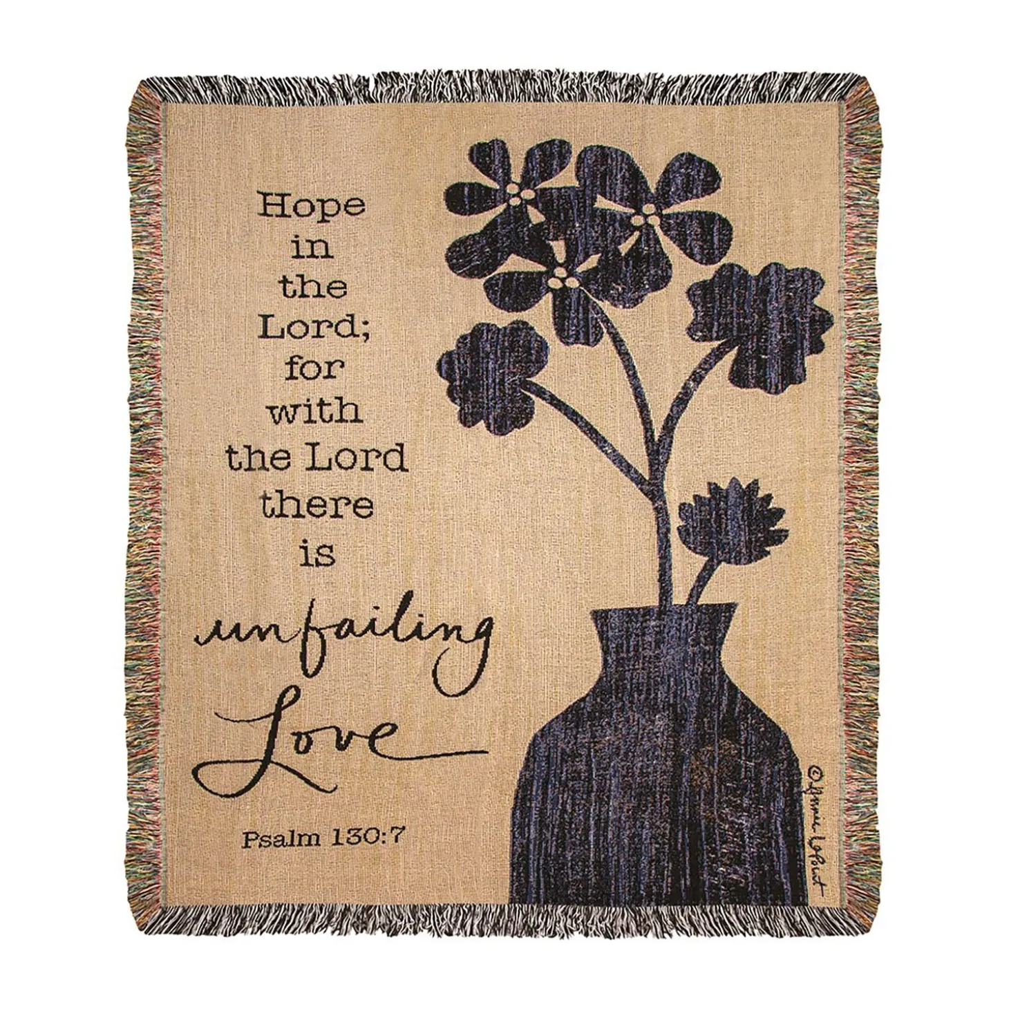 Throws & Blankets>Plow & Hearth USA-Made Hope In The Lord Cotton Tapestry Throw