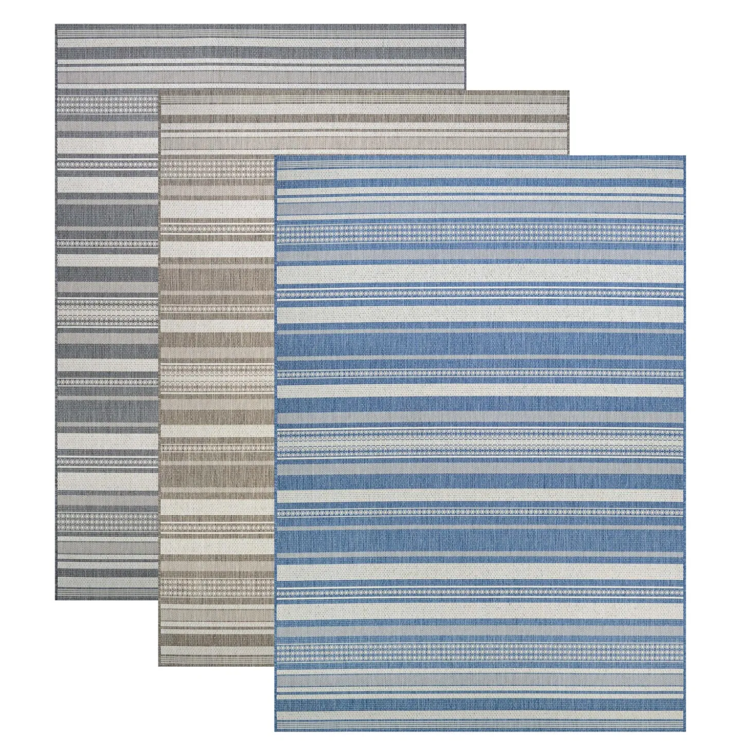 Area Rugs>Plow & Hearth Veranda Striped Indoor/Outdoor Polypropylene Rug, 5'3" x 7'6"
