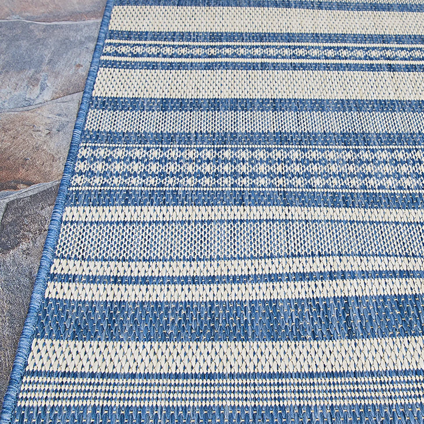 Area Rugs>Plow & Hearth Veranda Striped Indoor/Outdoor Polypropylene Rug, 5'10" x 9'2"