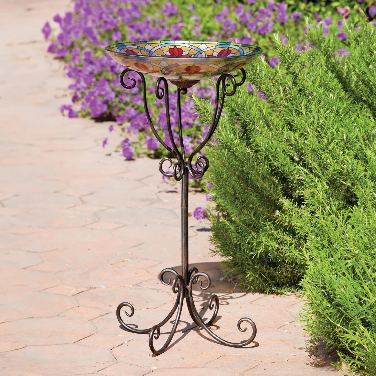 Gazing Balls | Birdbaths>Plow & Hearth Versatile Metal Scroll Stand