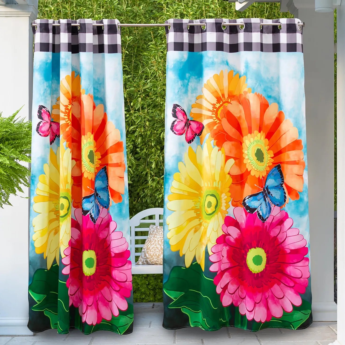 Outdoor Curtains>Plow & Hearth Vibrant Suede Outdoor Curtains, Set of 2