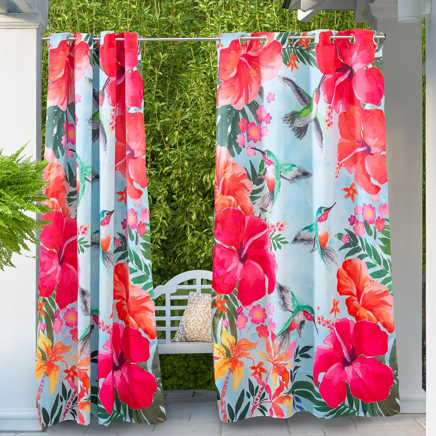 Outdoor Curtains>Plow & Hearth Vibrant Suede Outdoor Curtains, Set of 2