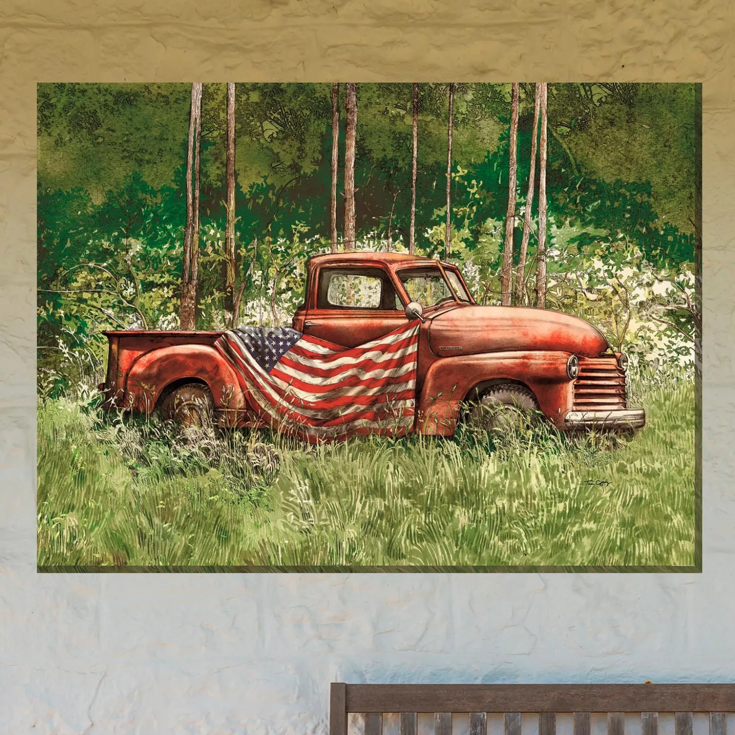 Outdoor Wall Art | Wall Art>Plow & Hearth Vintage Patriot Indoor/Outdoor Canvas Wall Art