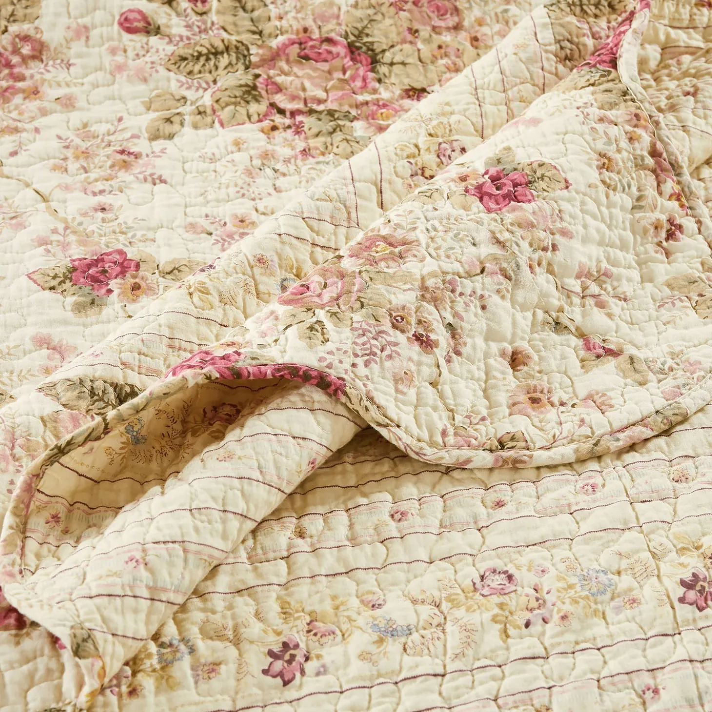 Quilts & Bedspreads>Plow & Hearth Vintage Rose Garden Quilt, 2 Piece Twin Set