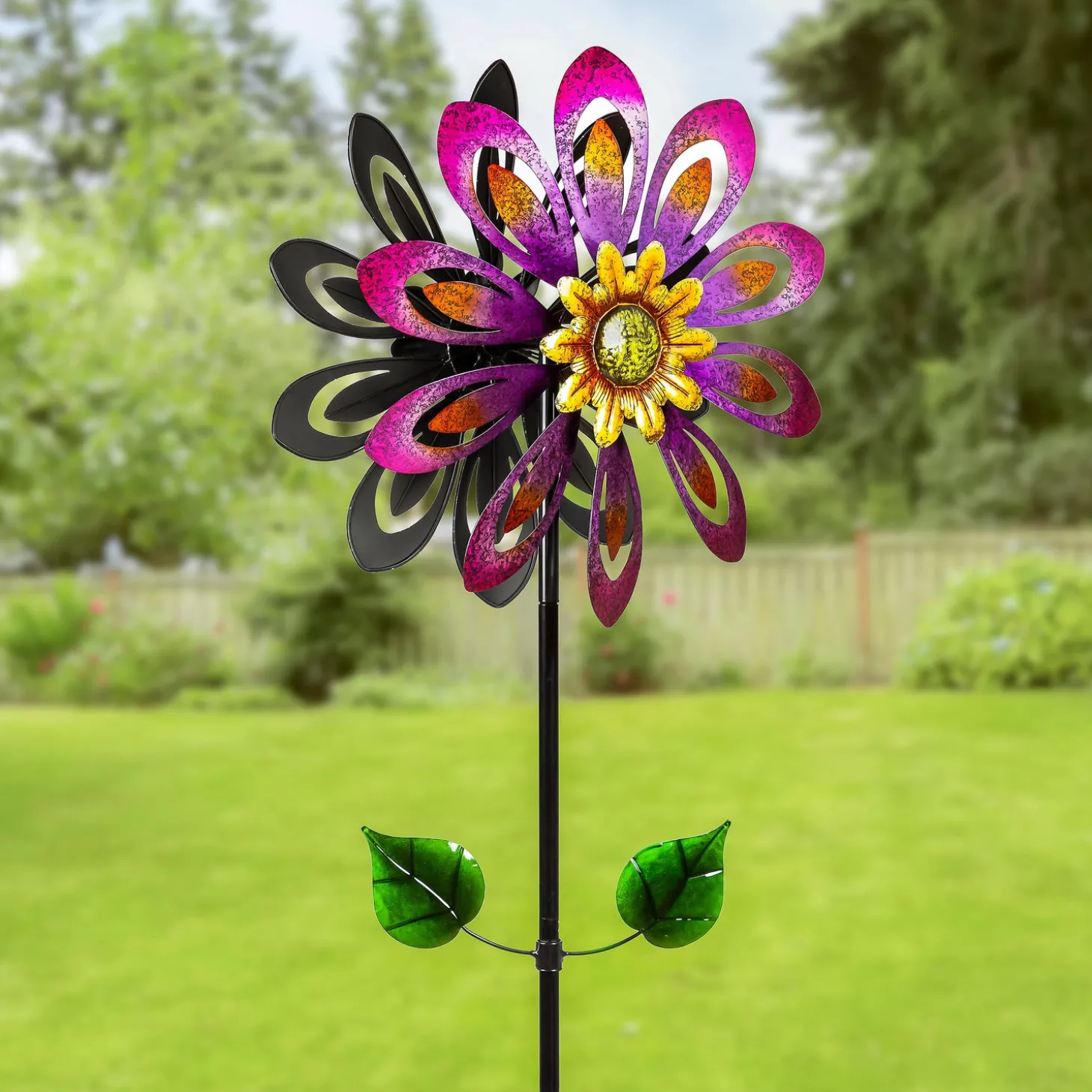 Wind Spinners>Plow & Hearth Violet Flower Wind Spinner