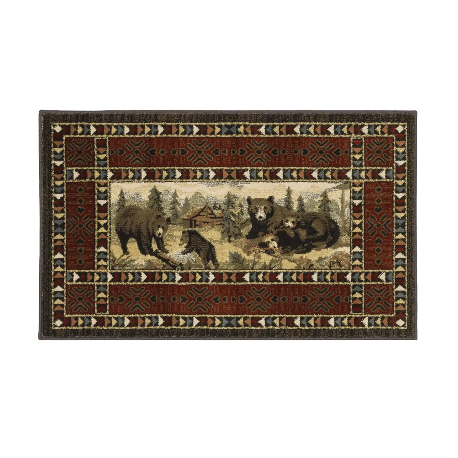 Area Rugs | Hearth Rugs>Plow & Hearth Vista Bears at Cabin Rug, 30" x 50"