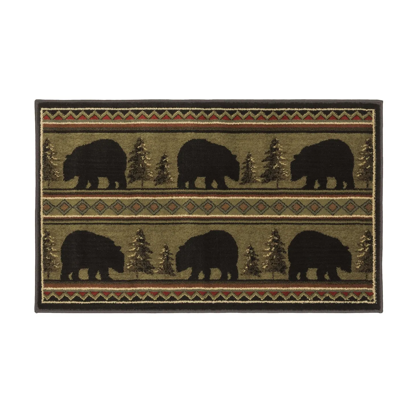 Area Rugs | Hearth Rugs>Plow & Hearth Vista Bears in Evergreen Rug