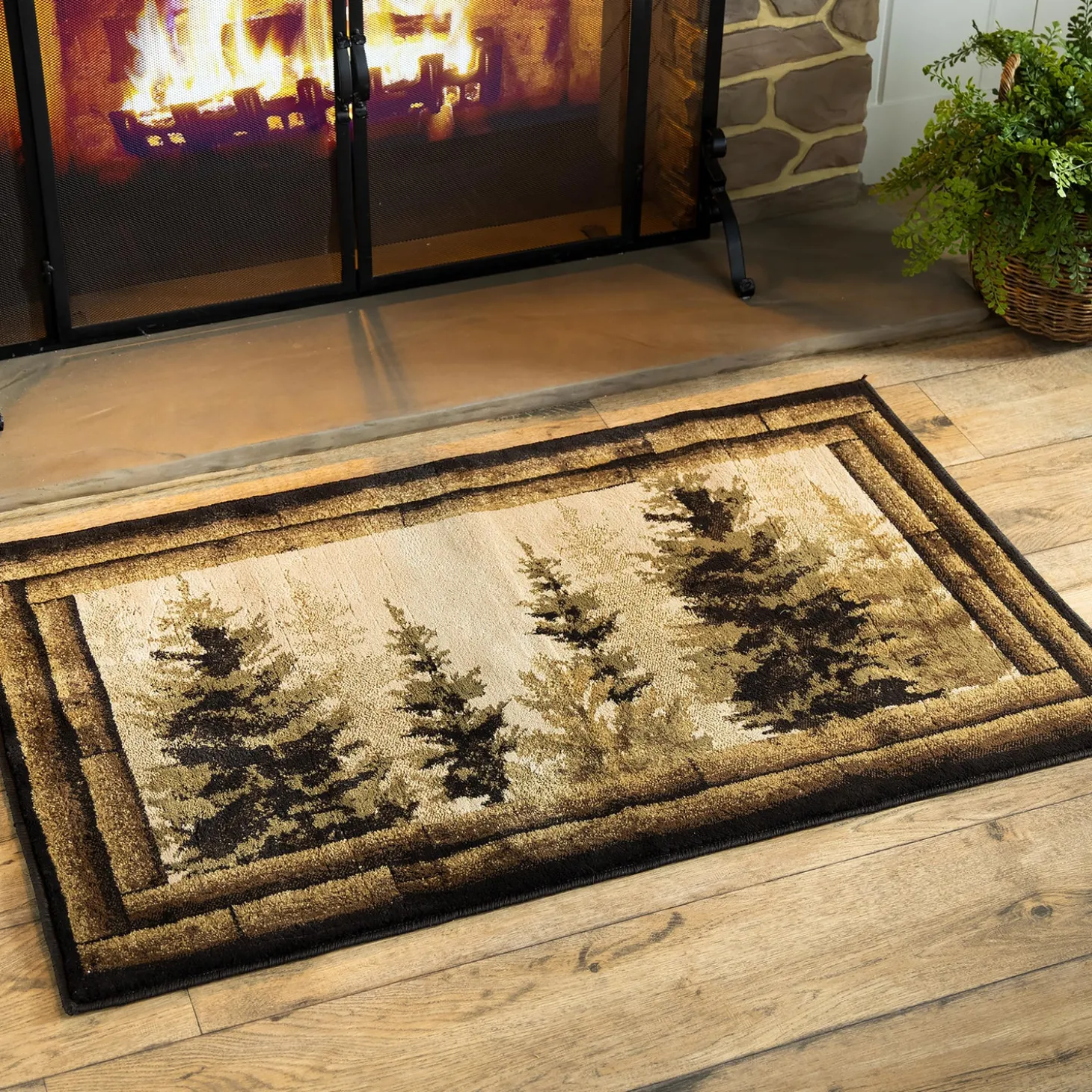 Area Rugs | Hearth Rugs>Plow & Hearth Vista Forest Trees Rug, 30" x 50"