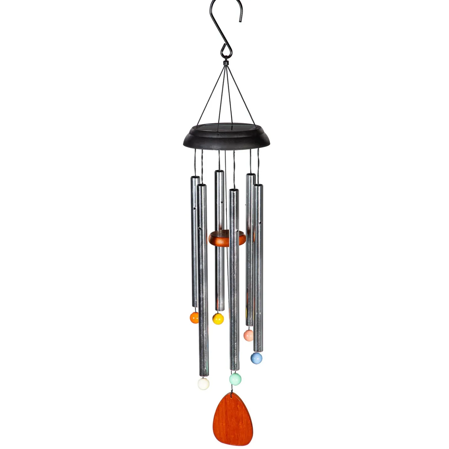 Wind Chimes & Mobiles | Solar Accents>Plow & Hearth Voice Activated Solar Wind Chime, Silver, 33"