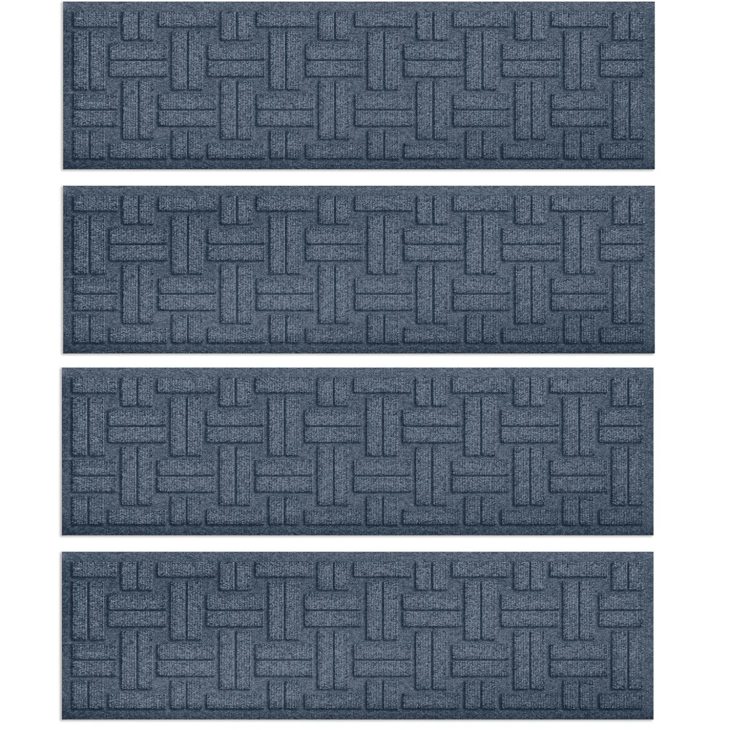 Stair Treads | Waterhog Doormats>Plow & Hearth Waterhog Basket Weave Stair Tread Mats, Set of 4