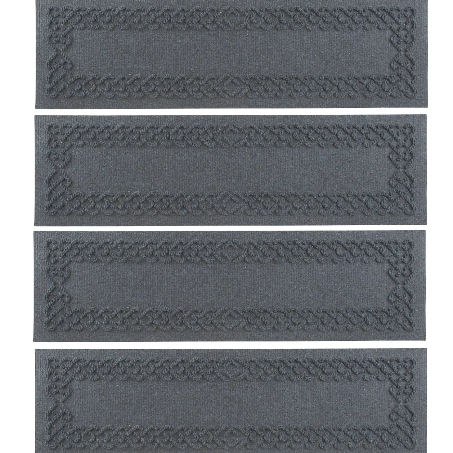 Stair Treads | Waterhog Doormats>Plow & Hearth Waterhog Cable Weave Stair Tread Mats, Set of 4