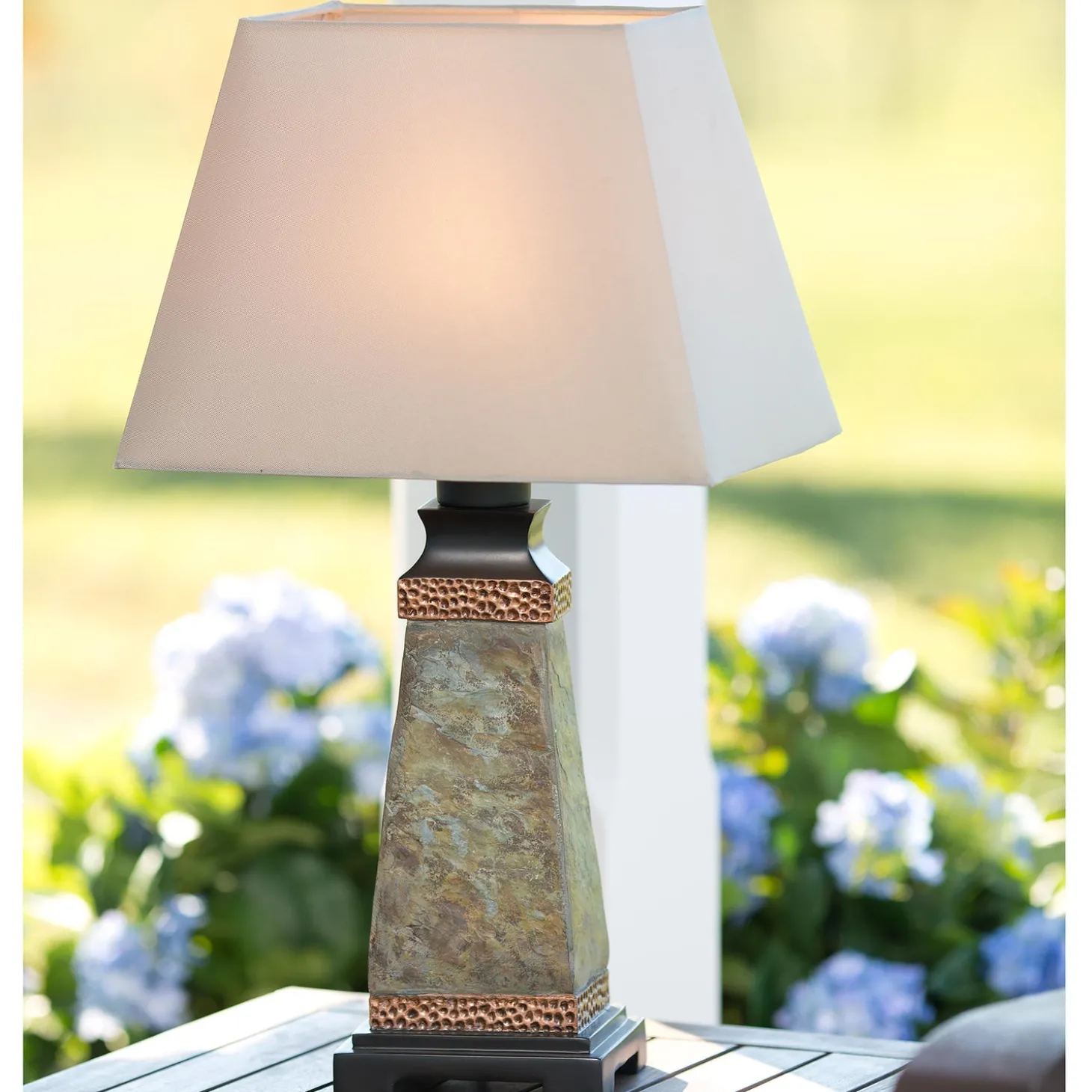 Outdoor Lamps | Lamps & Lighting>Plow & Hearth Weatherproof Slate Outdoor Table Lamp