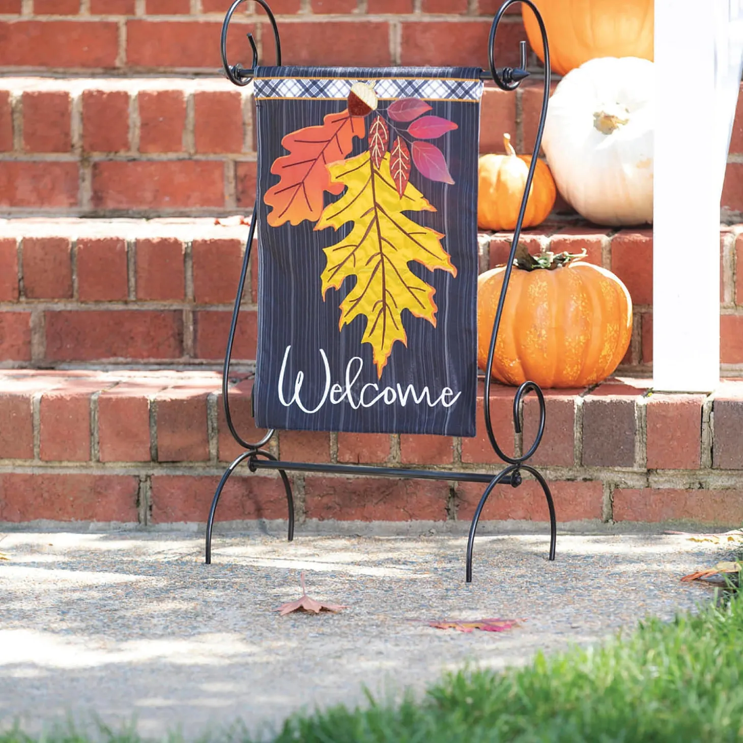 Garden Flags>Plow & Hearth Welcome Autumn Linen Garden Flag