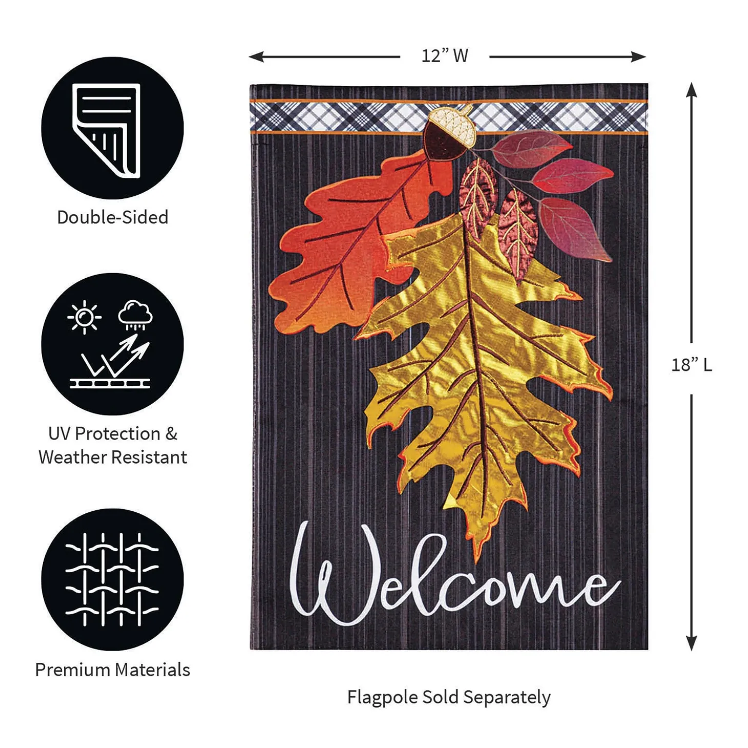 Garden Flags>Plow & Hearth Welcome Autumn Linen Garden Flag