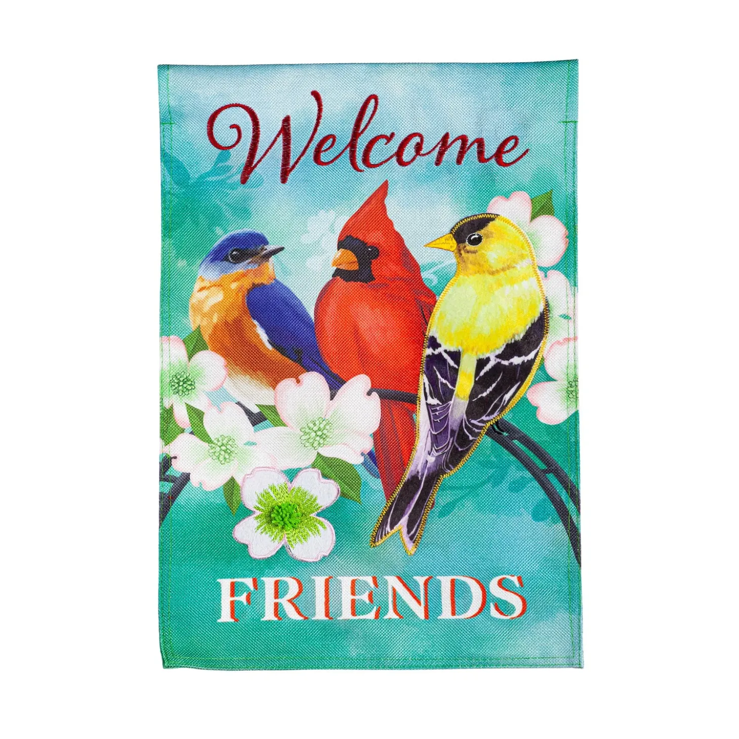 Garden Flags>Plow & Hearth Welcome Friends Burlap Garden Flag