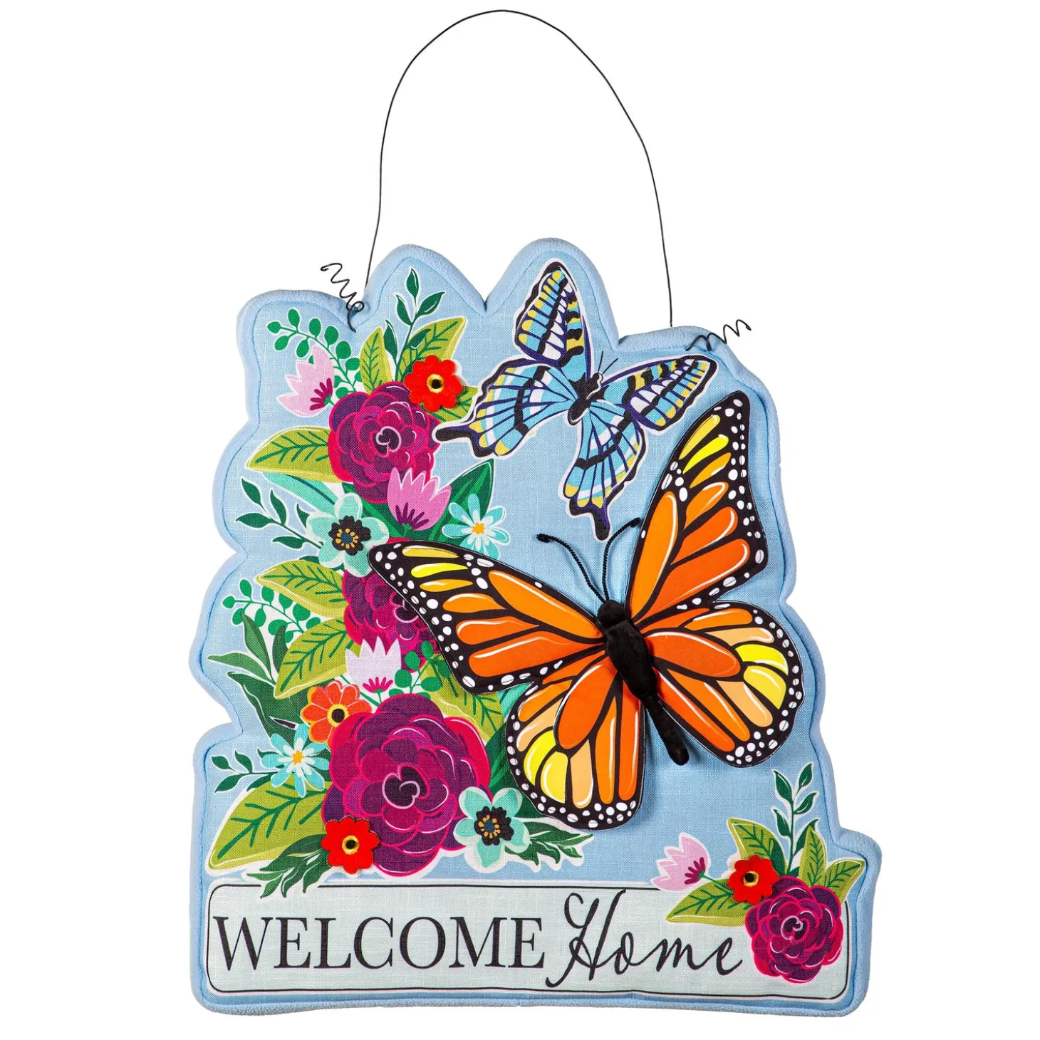 Fabric Door Hangers>Plow & Hearth Welcome Home Butterflies Estate Door Décor