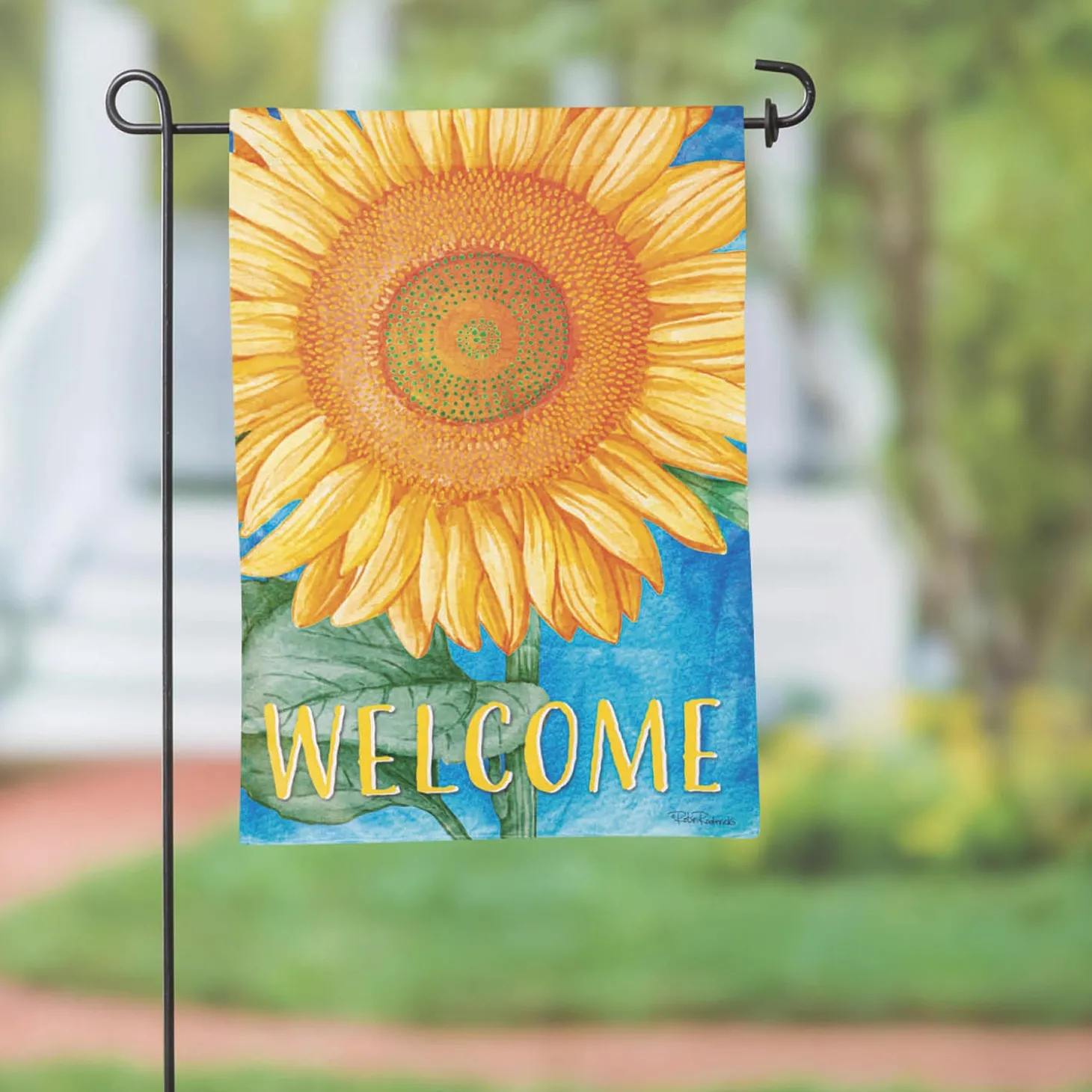 Garden Flags>Plow & Hearth Welcome Sunflower Suede Garden Flag