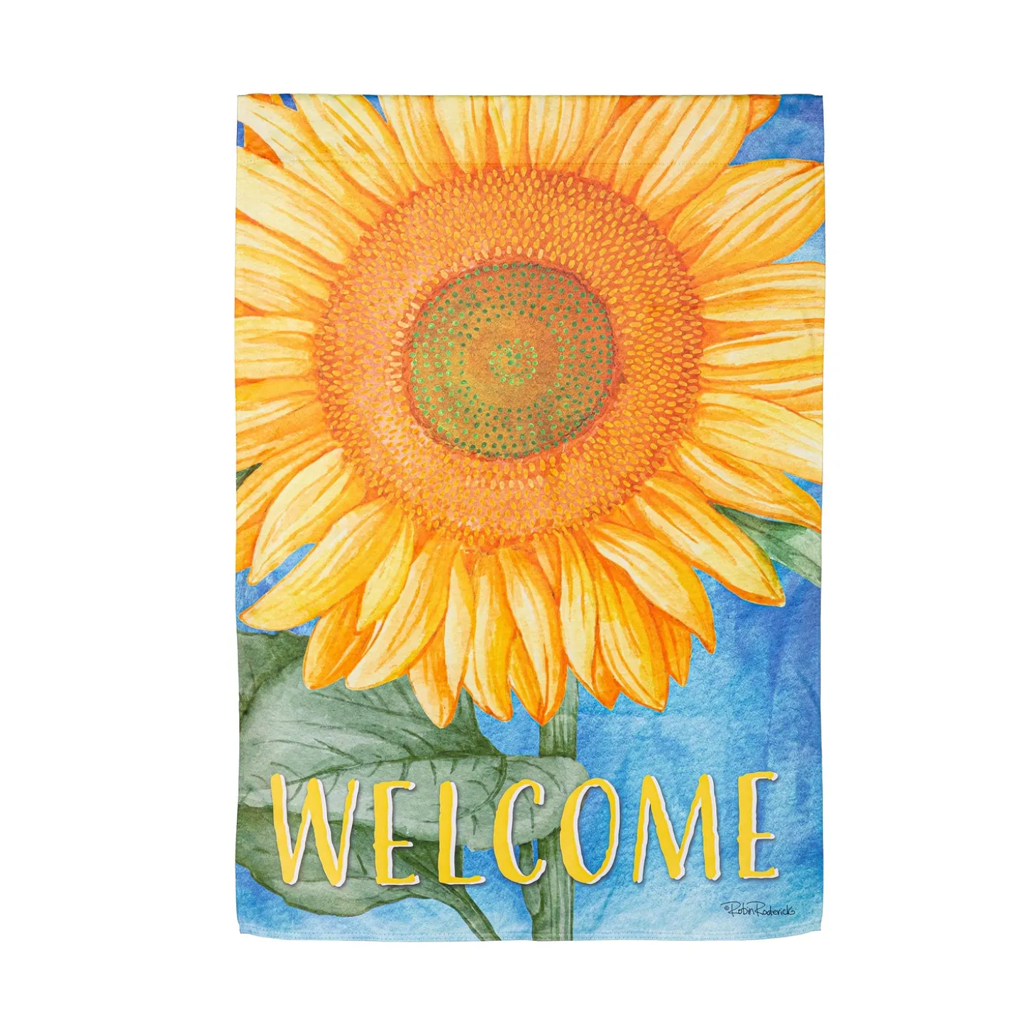 House & Estate Flags>Plow & Hearth Welcome Sunflower Suede House Flag