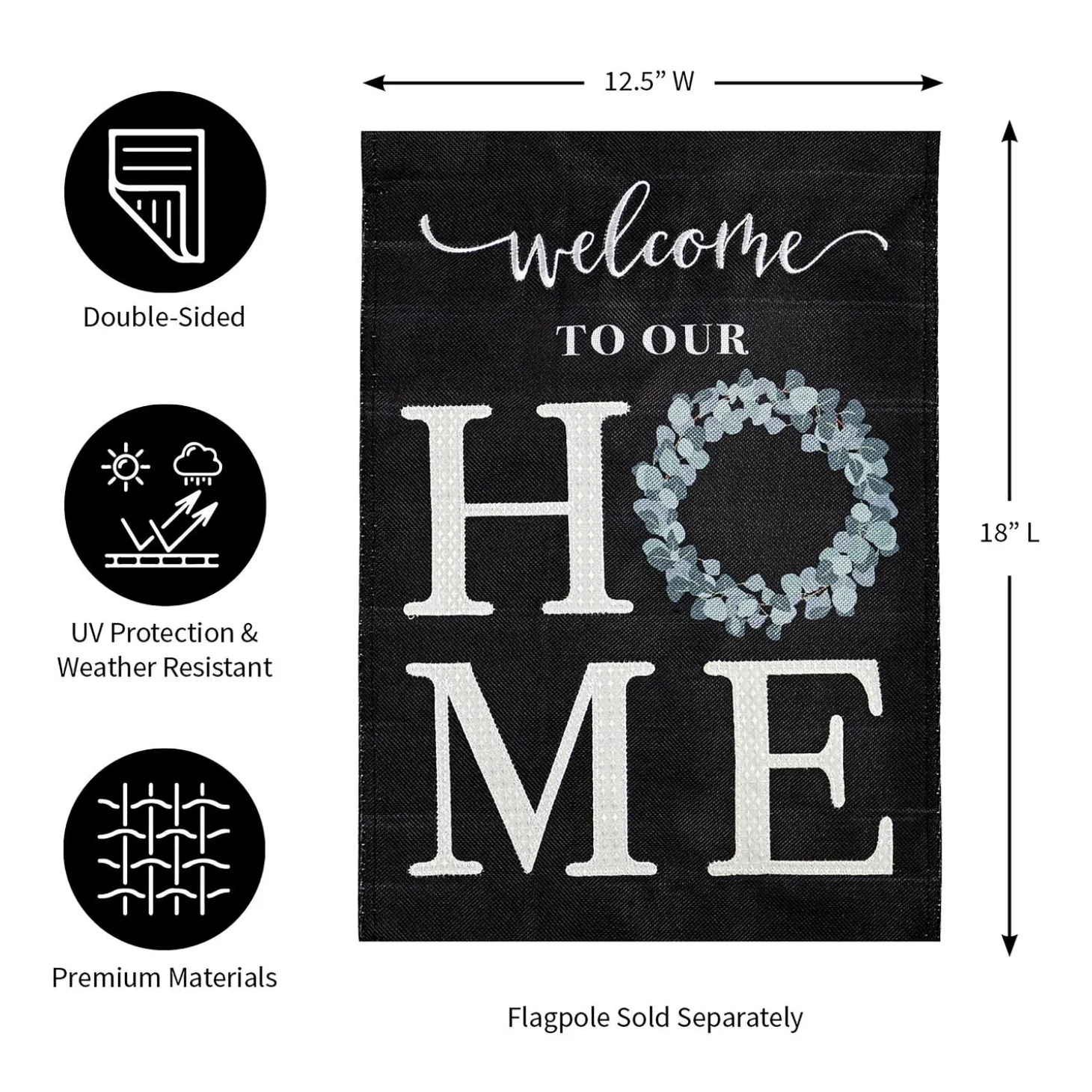 Garden Flags>Plow & Hearth “Welcome To Our Home” Eucalyptus Burlap Garden Flag