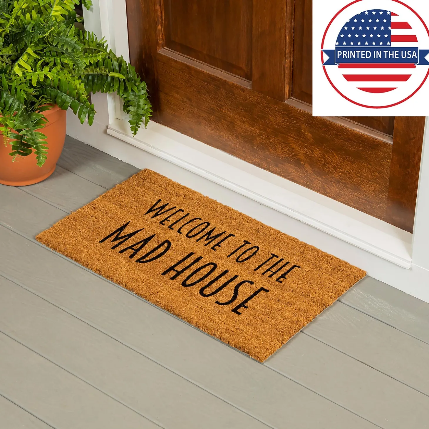 Coir Mats>Plow & Hearth Welcome to the Mad House Coir Mat