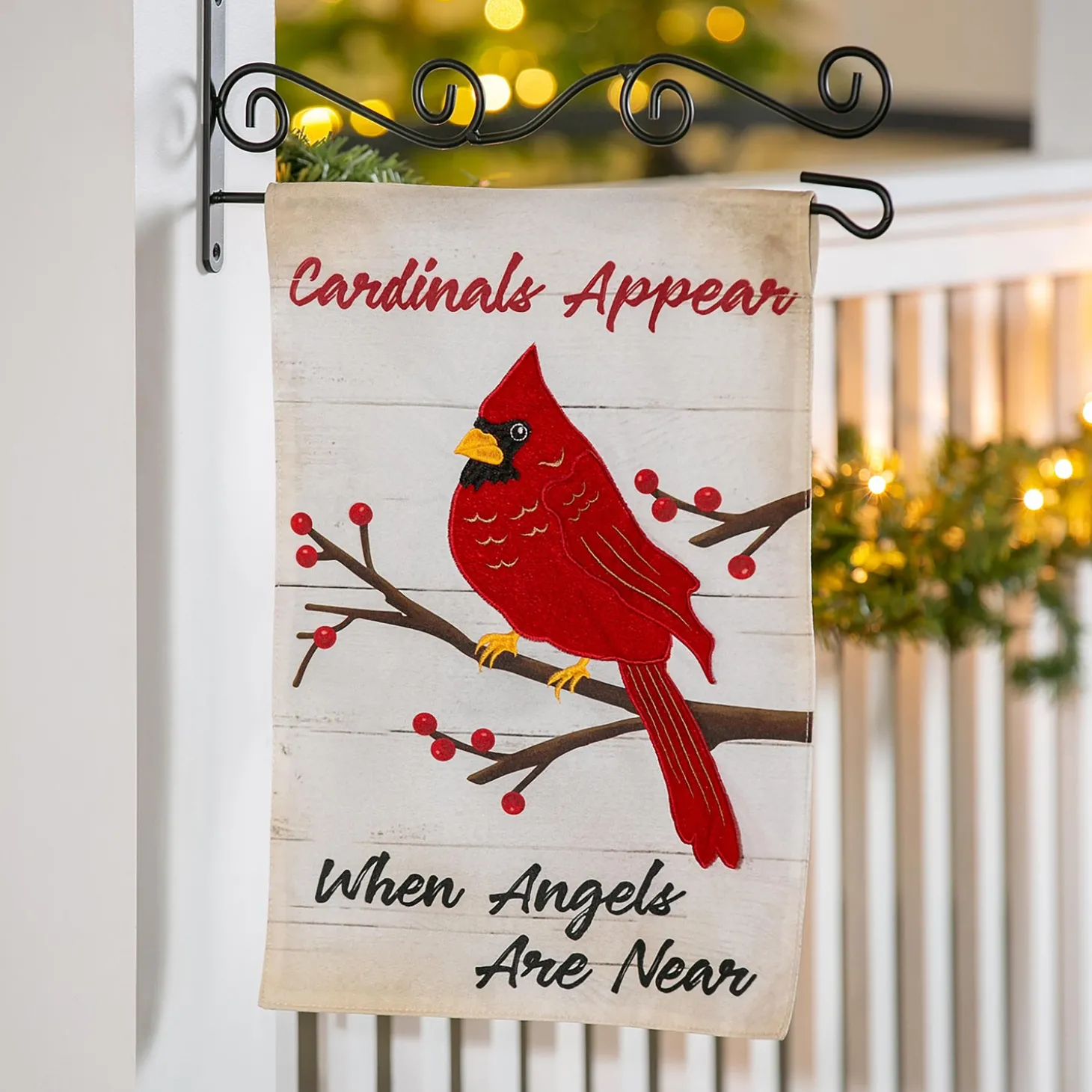 Garden Flags>Plow & Hearth When Angels Are Near Linen Garden Flag