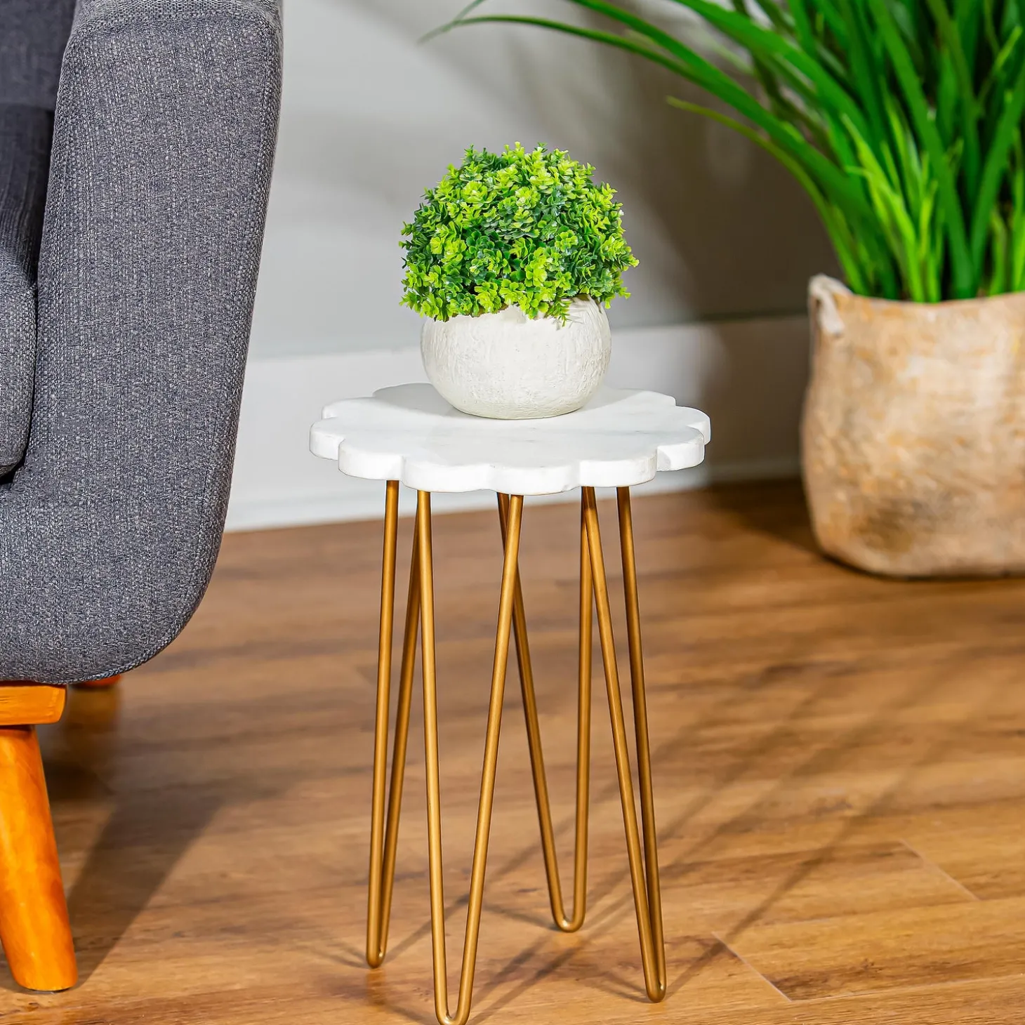 Planters & Plant Stands | Accent Tables>Plow & Hearth White Granite Plant Stand with Metal Legs