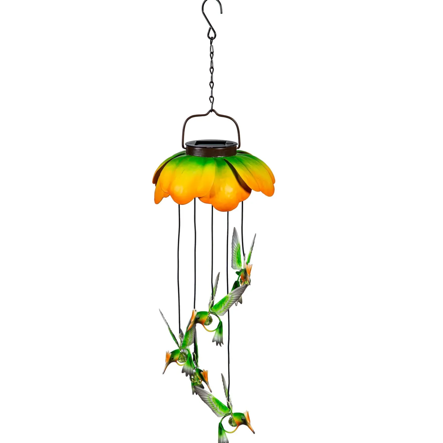 Wind Chimes & Mobiles | Solar Accents>Plow & Hearth White Light Solar Mobile, Metal Hummingbird