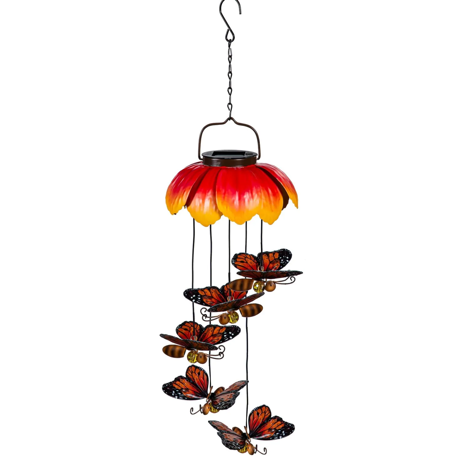 Wind Chimes & Mobiles | Solar Accents>Plow & Hearth White Light Solar Mobile, Metal Monarch